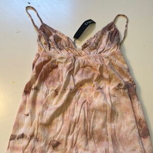 Gypsy 05 Ruched Babydoll Dress Pink and Brown